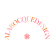 Logo de ALarocque Design en arc avec une fleurs au centre