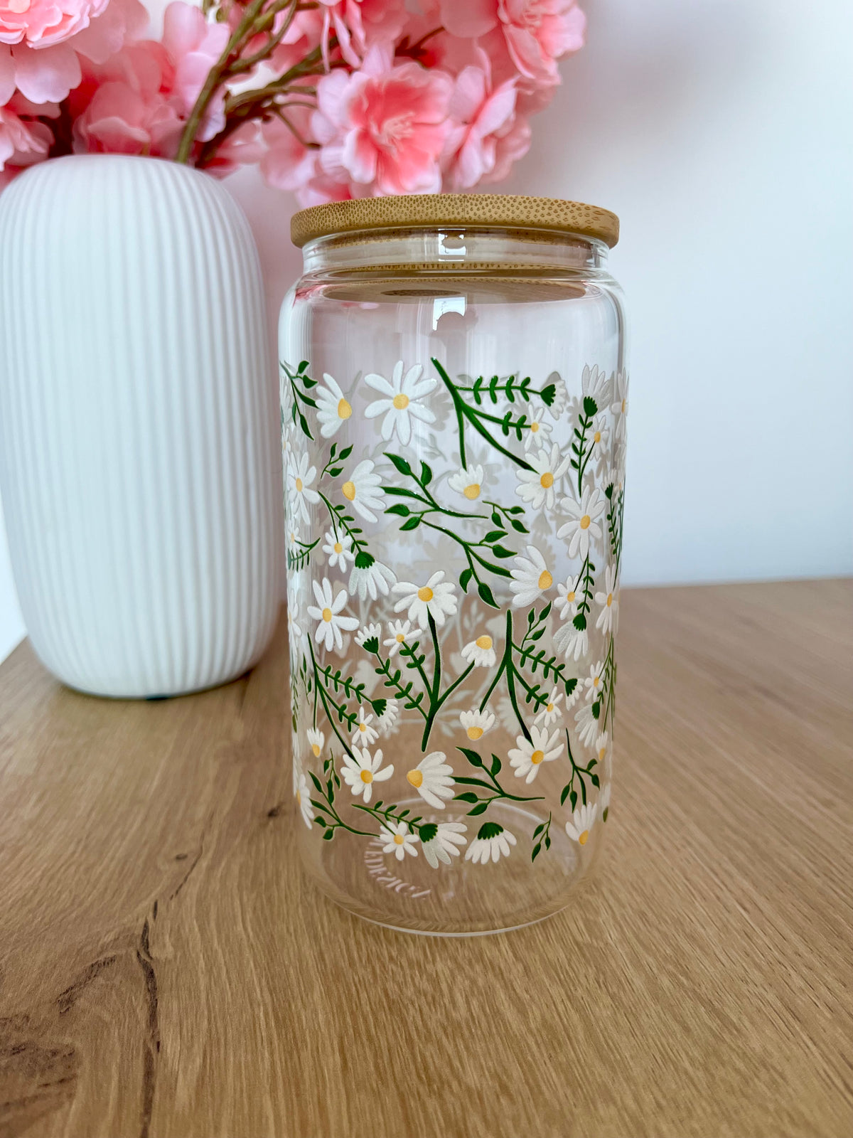 Dernière chance | Verre 16 oz | Marguerites et feuilles