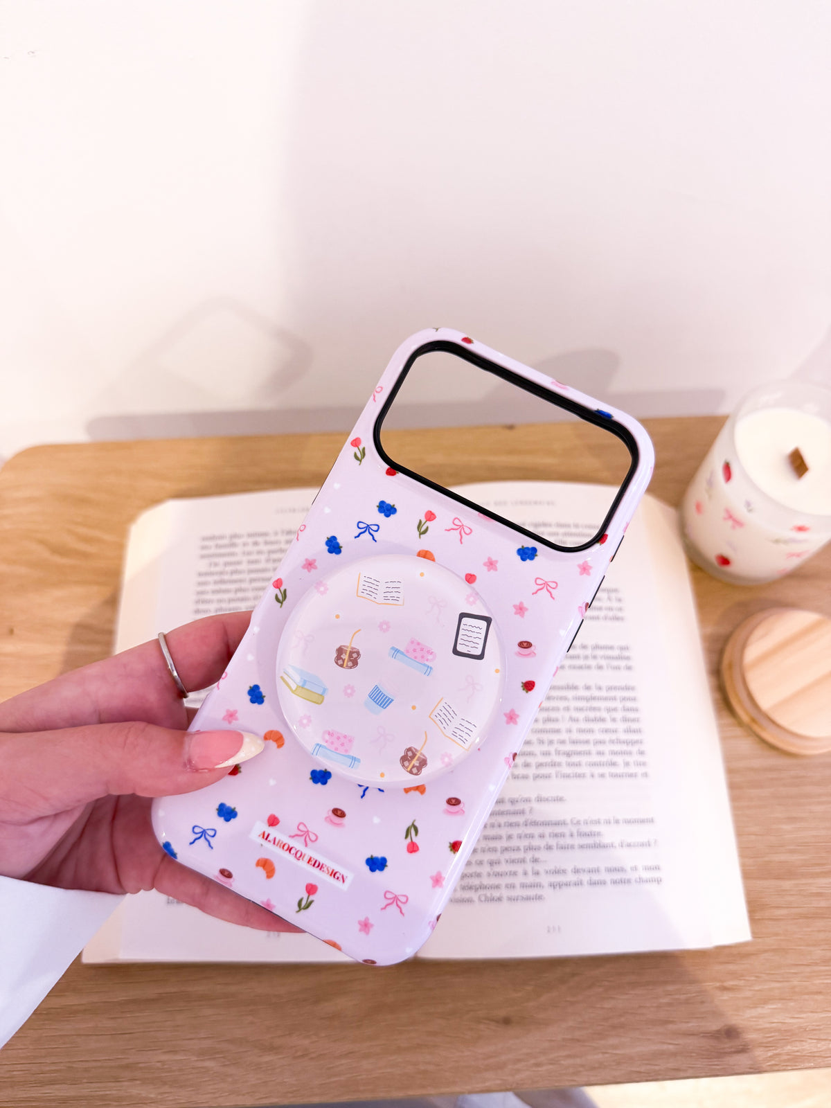 Bouton à téléphone ou liseuse | Magnétique | Livres, cafés et liseuses
