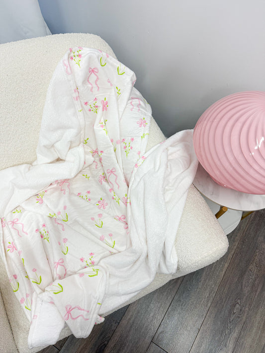 Couverture en flanelle | Bouquets de fleurs et boucles