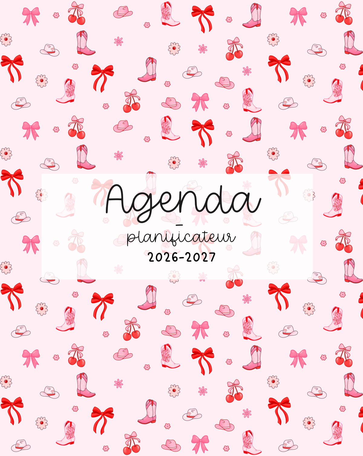 Agenda planificateur | Daté | 2026-2027 | Cowgirl et cerises