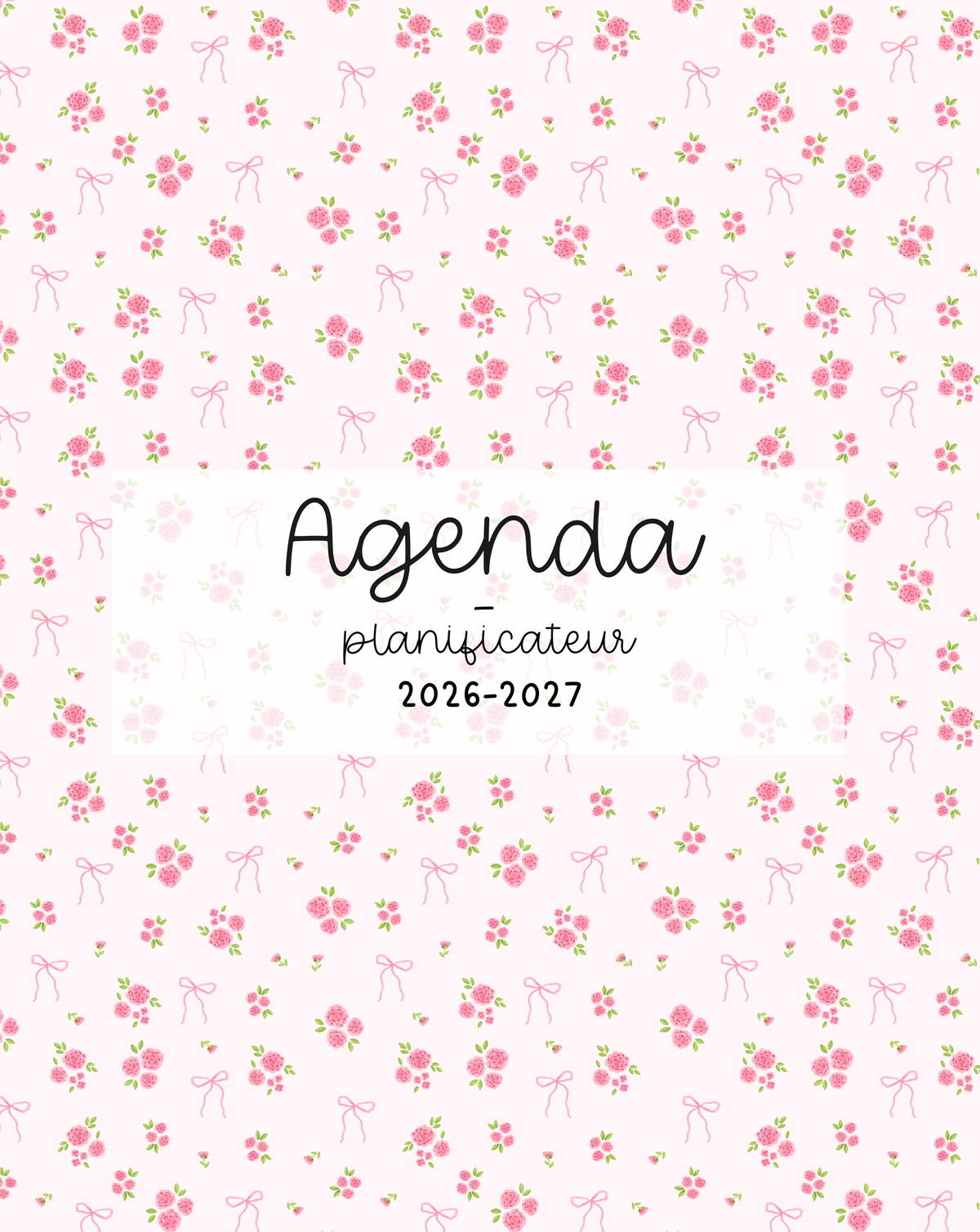 Agenda planificateur | Daté | 2026-2027 | Bouquets de roses