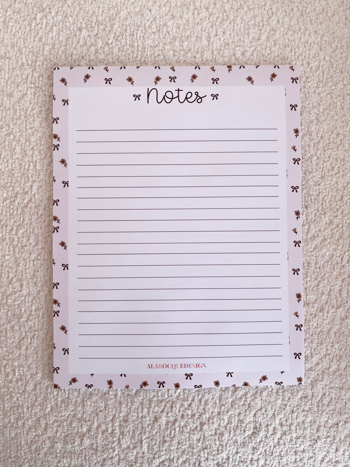 Pad de notes | Boucles et fleurs brunes
