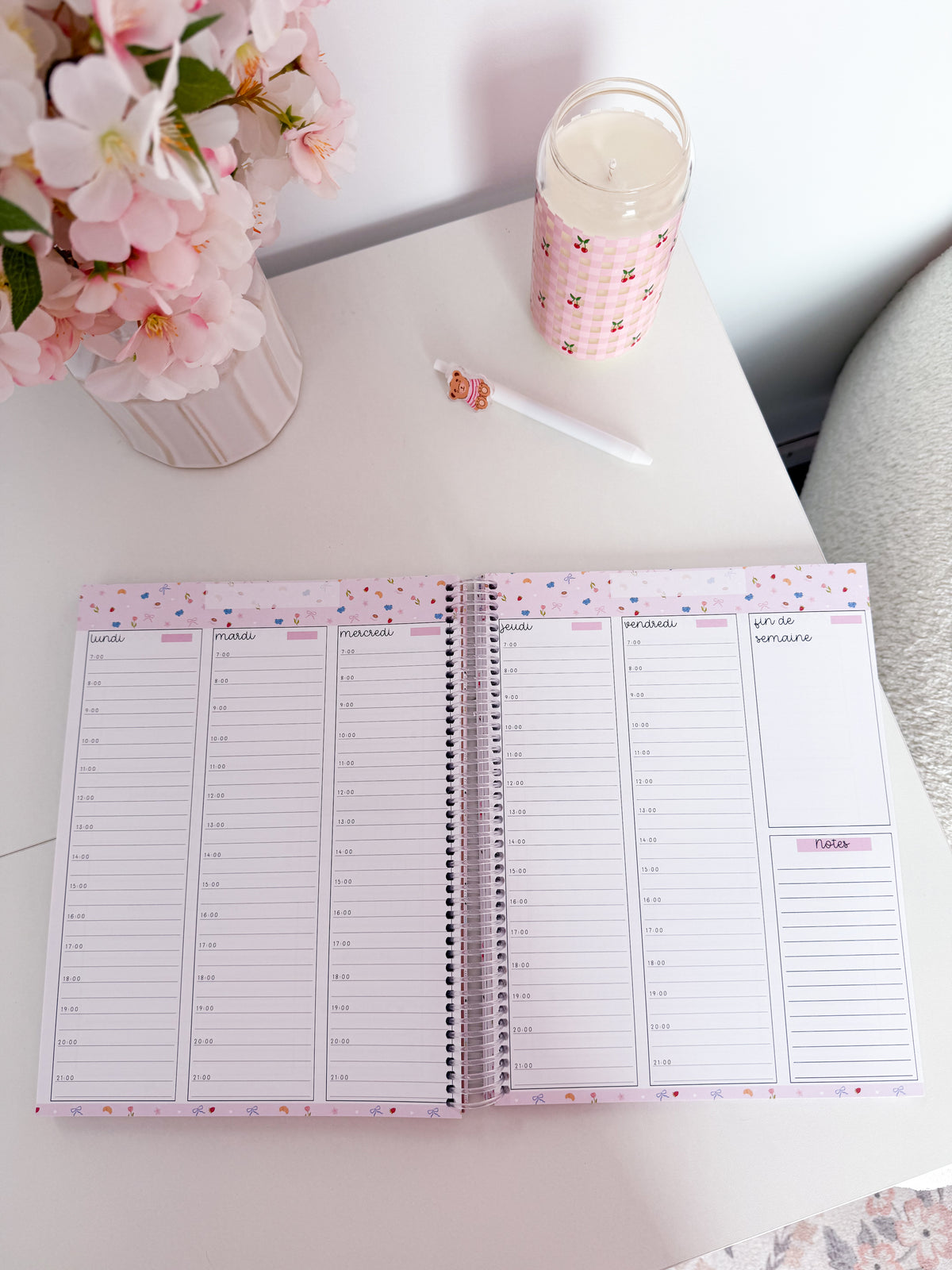 Agenda planificateur | Non-daté | Minis fleurs jaunes et roses