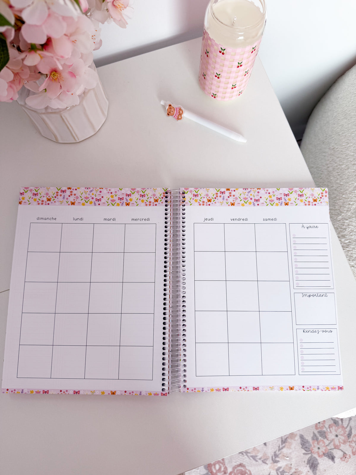 Agenda planificateur | Non-daté | Minis fleurs jaunes et roses