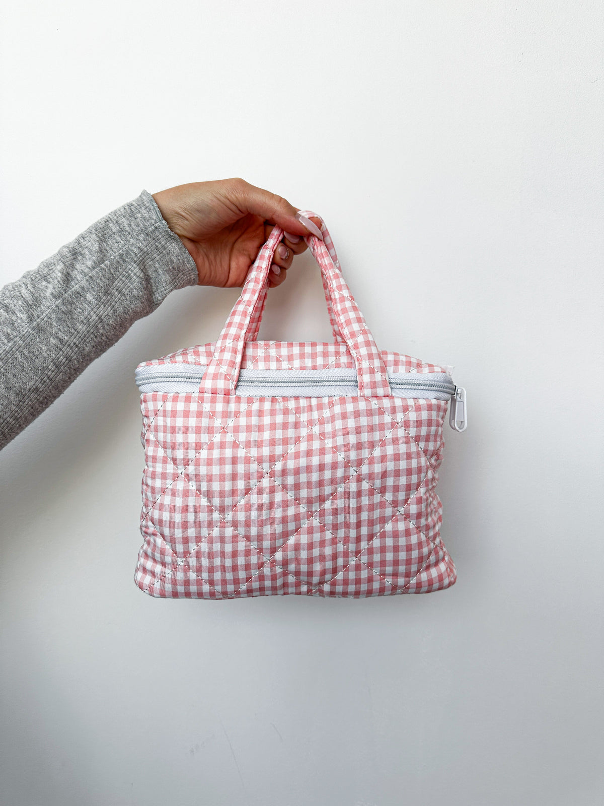 Petite boîte à lunch | Quadrillé rose et blanc
