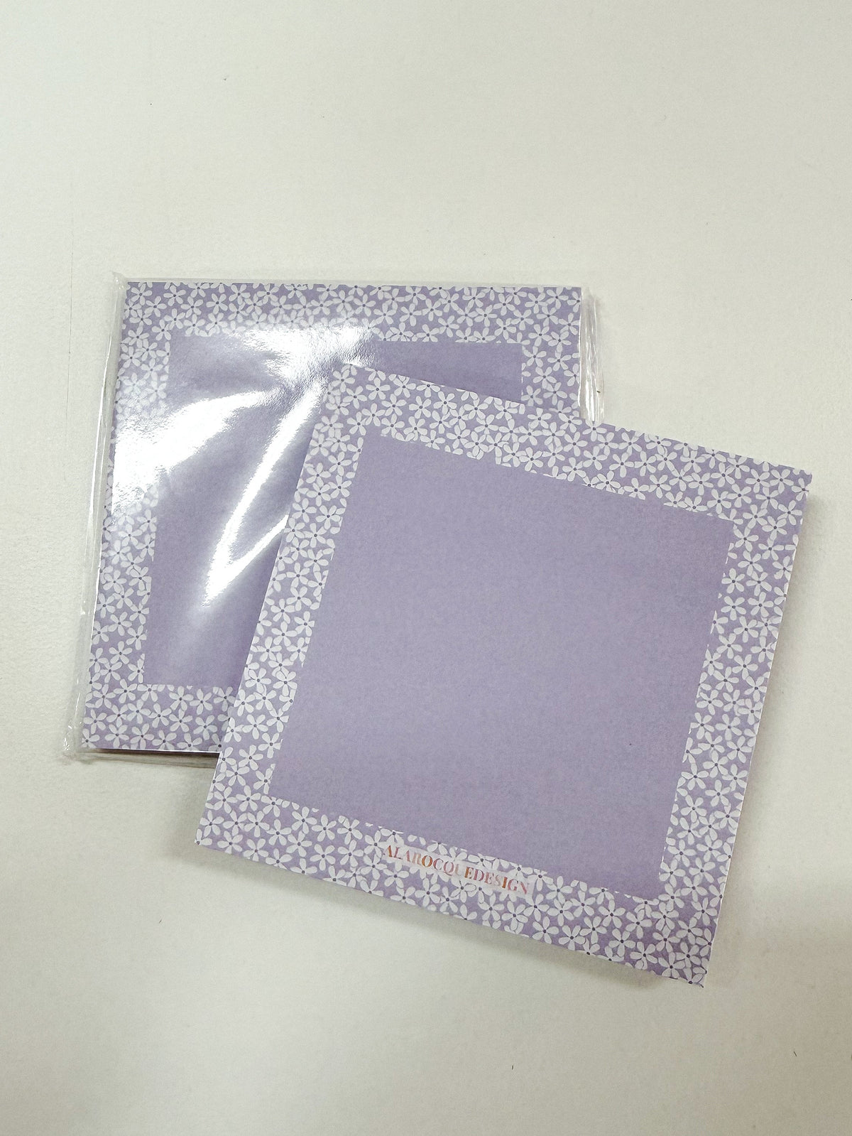 Bloc-notes autocollantes | Mauve et fleurs blanches
