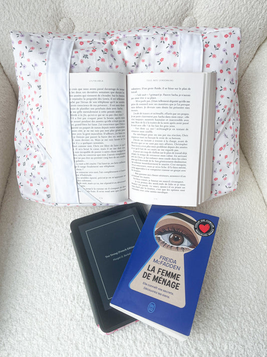 Imparfait | Coussin de lecture | Minis fleurs rouges et mauves