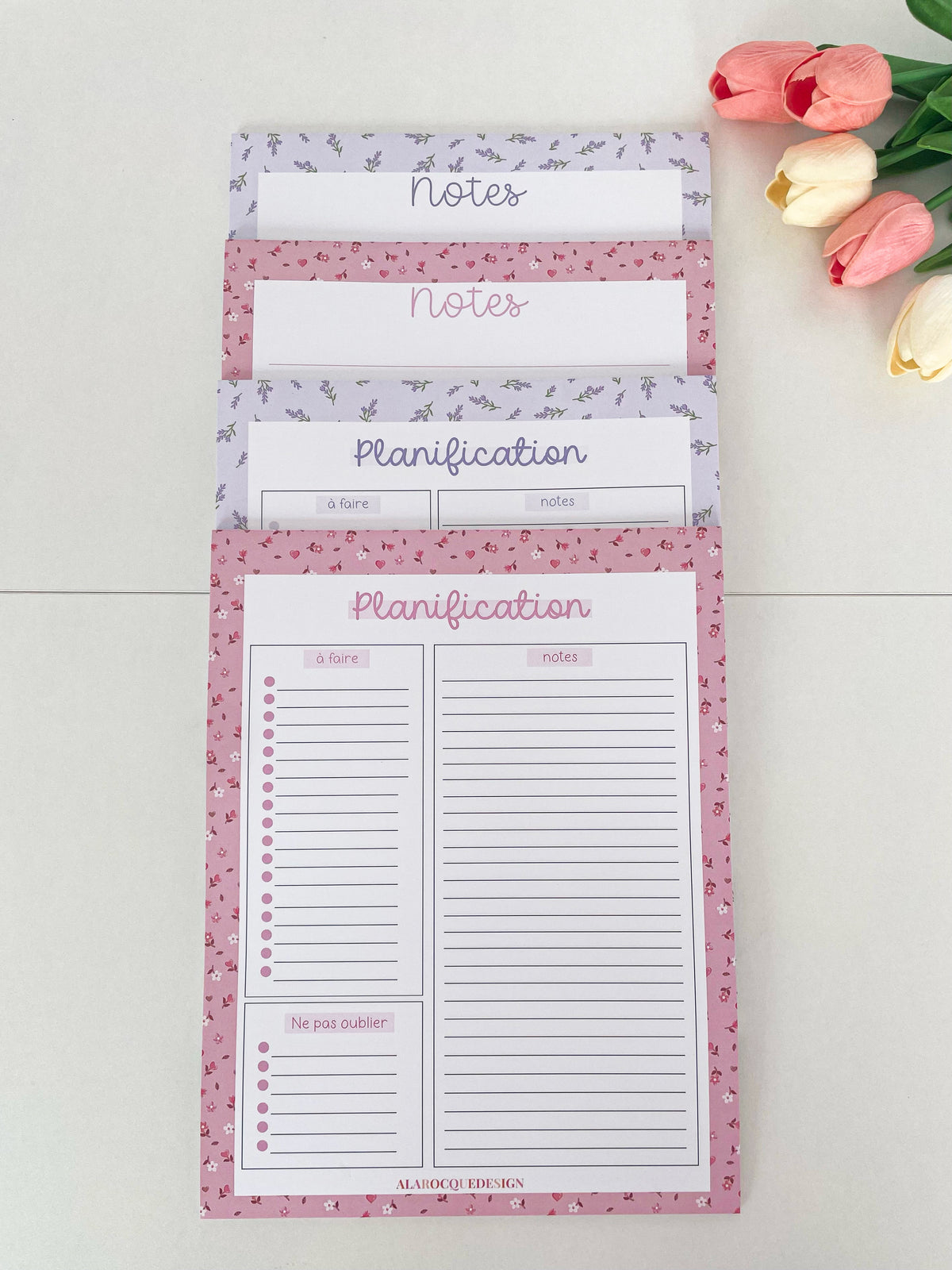 Planificateur | Minis fleurs roses et brunes