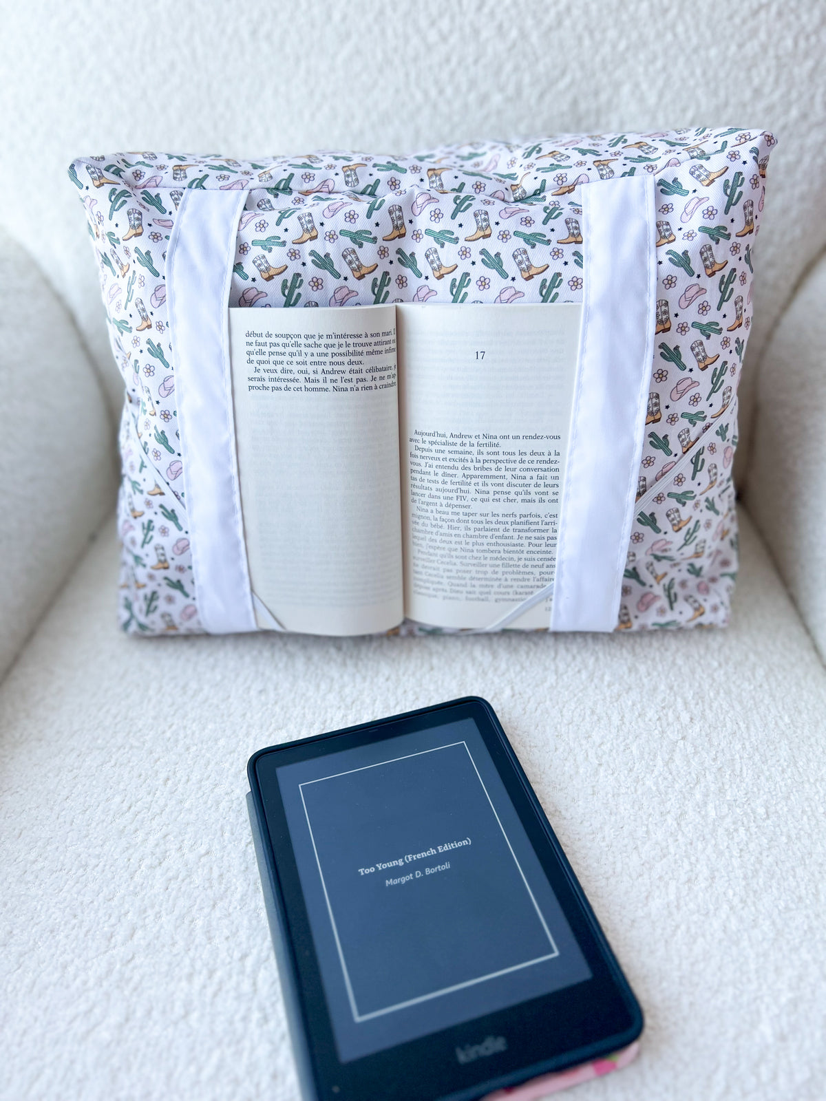 Coussin de lecture | Cowgirl et cactus