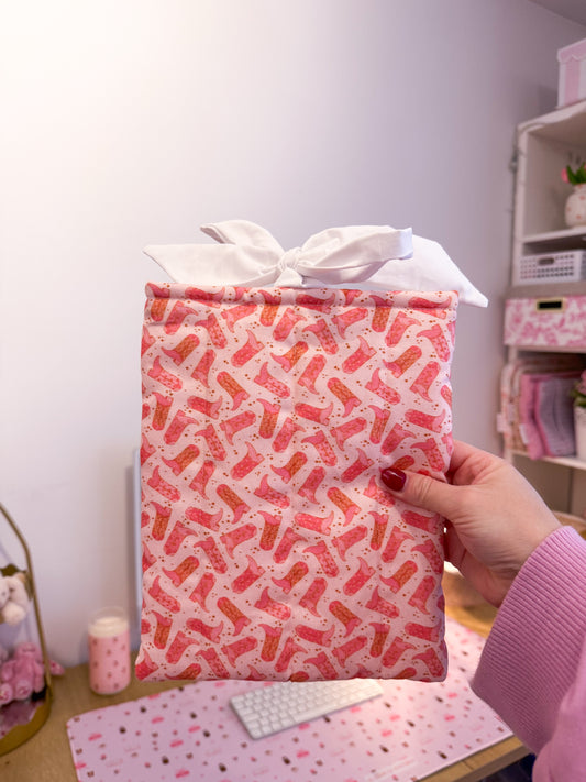 Pochette à livre ou liseuse | Bottes de cowgirl roses