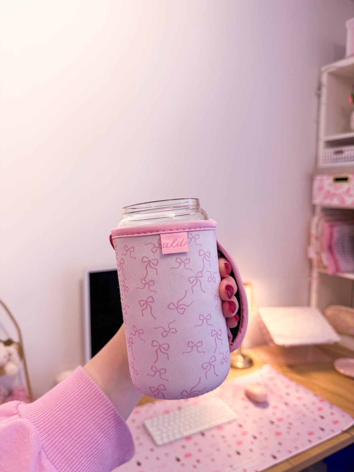 Manchon pour verre 16 oz | Boucles roses