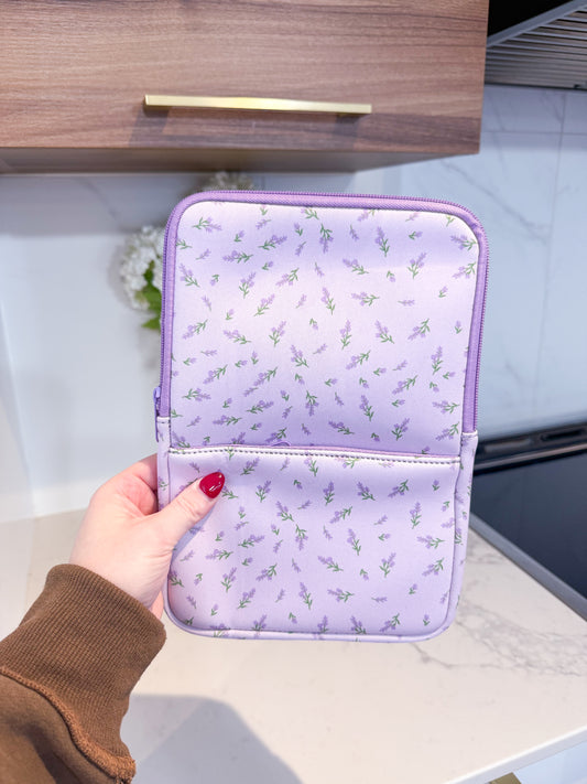 Pochette à livre ou liseuse | Néoprène | Brindilles de lavande