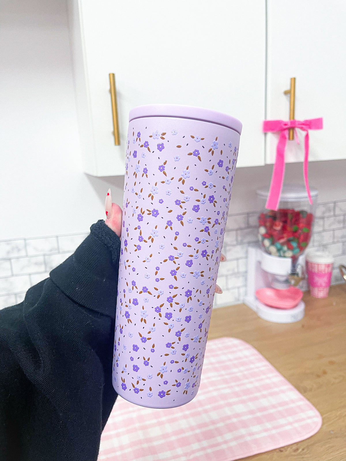 Bouteille isotherme 24 oz | Mauve | Fleurs mélange de mauves